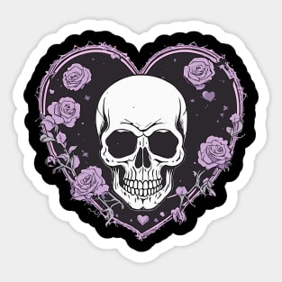 Goth Skull Heart Sticker